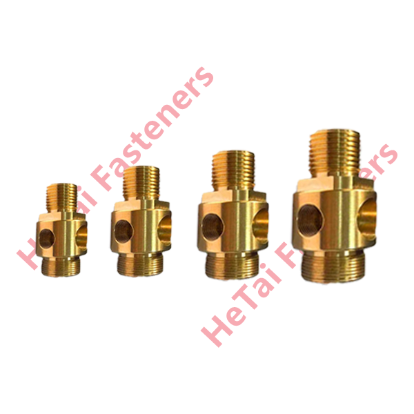 CNC Machined Brass Parts with Milled Square Cross-Holes